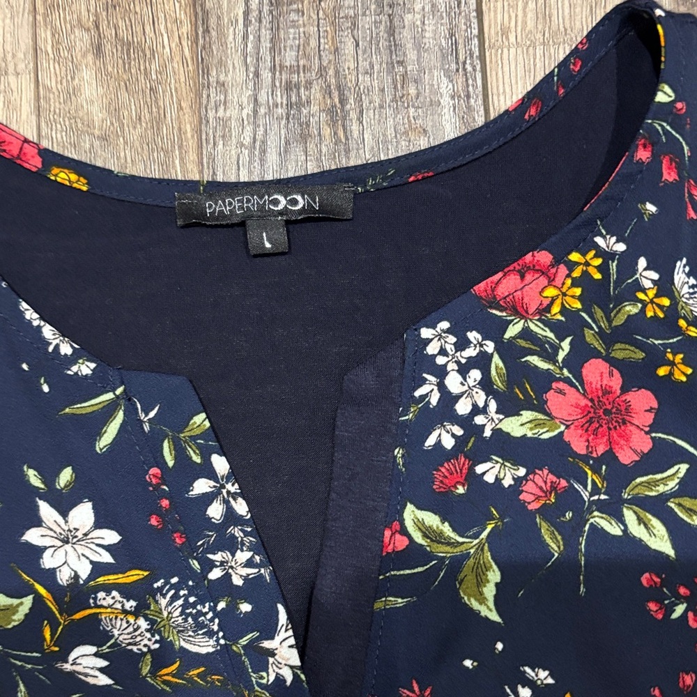 Papermoon Floral Print Blouse - Navy and Multicolor - Picture 2 of 3